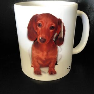 Dachshund Dog Coffee Mug Weiner Dog White Ceramic